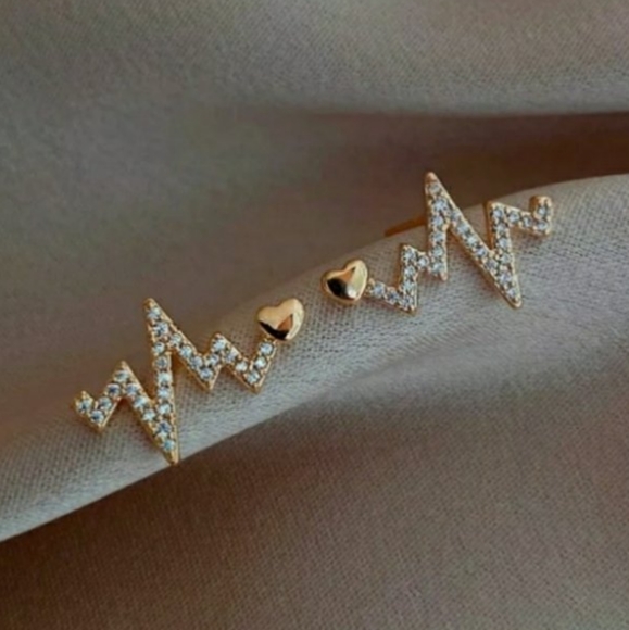Jewelry - New Heart ECG Gold Earrings